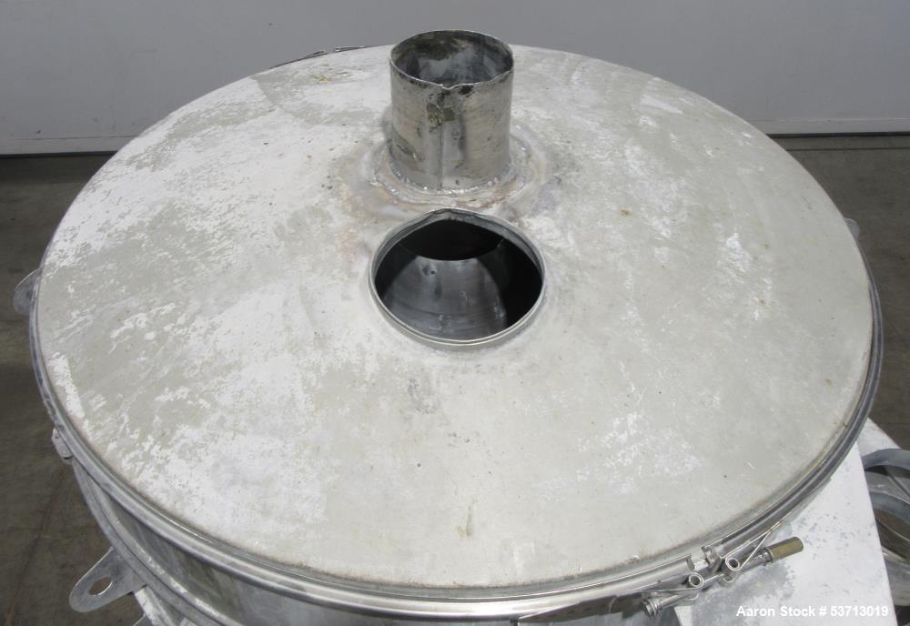 Used Sweco 60" Diameter Screener, Model LS60S101010108, Stainless Steel. Triple deck, 4 separation. Includes top cover. Driven by a 5hp, 3/60/230Volt,1120 rpm motor. Mounted on a painted carbon steel...