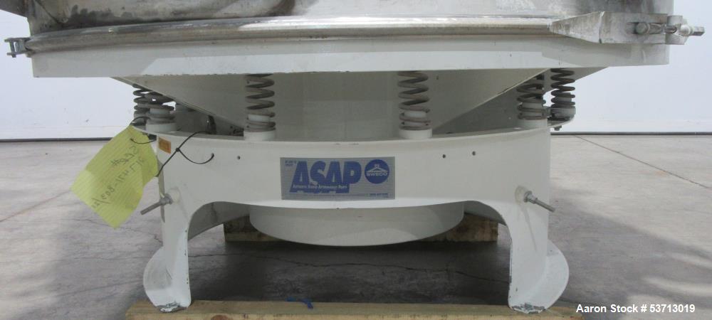 Used Sweco 60" Diameter Screener, Model LS60S101010108, Stainless Steel. Triple deck, 4 separation. Includes top cover. Driven by a 5hp, 3/60/230Volt,1120 rpm motor. Mounted on a painted carbon steel...