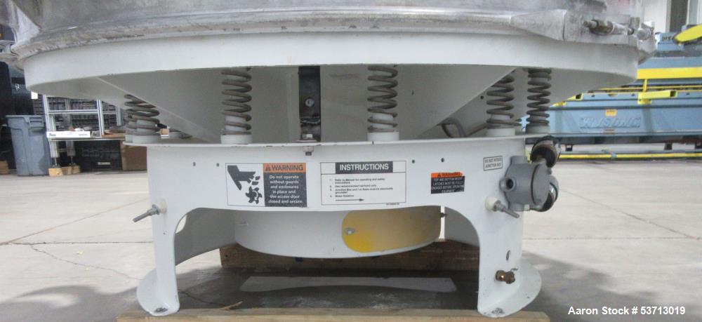 Used Sweco 60" Diameter Screener, Model LS60S101010108, Stainless Steel. Triple deck, 4 separation. Includes top cover. Driven by a 5hp, 3/60/230Volt,1120 rpm motor. Mounted on a painted carbon steel...