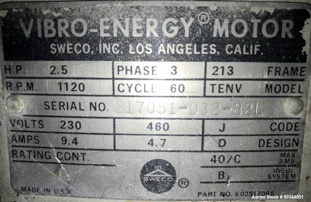 Used Sweco Vibro-Energy Separator / Screener, Model LS60S1215