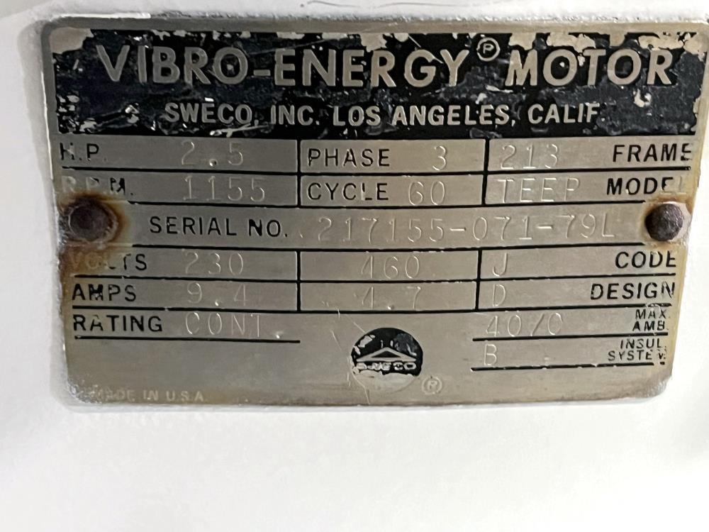 Sweco 60" Vibro-Energy Separator / Screener, Model LS60S156