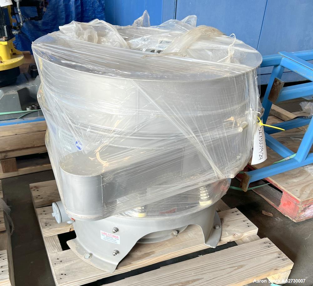 Unused Sweco 30" Diameter Screener, Model MX30Y66LKSD, 316 Stainless Steel.  Single deck, 2 separation.  Driven by a .5 HP, 1160 RPM, 460 Volt, 3-Phase, 60Hz motor.  Serial # 192673-A03/19.