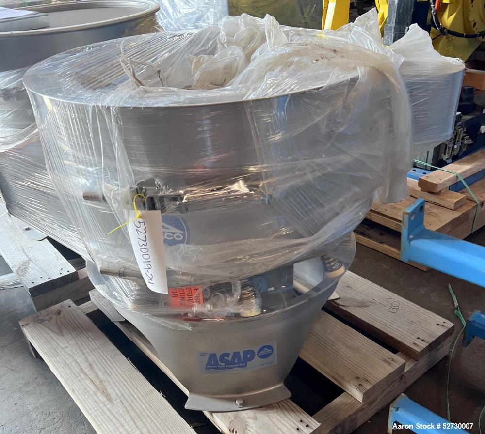 Unused Sweco 30" Diameter Screener, Model MX30Y66LKSD, 316 Stainless Steel.  Single deck, 2 separation.  Driven by a .5 HP, 1160 RPM, 460 Volt, 3-Phase, 60Hz motor.  Serial # 192673-A03/19.