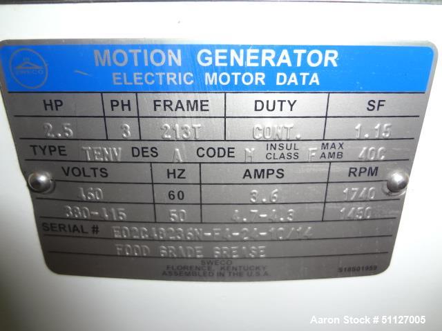 Used- Sweco 48" Screener, Model MX48S88CBHSTLWCXB, Stainless Steel.