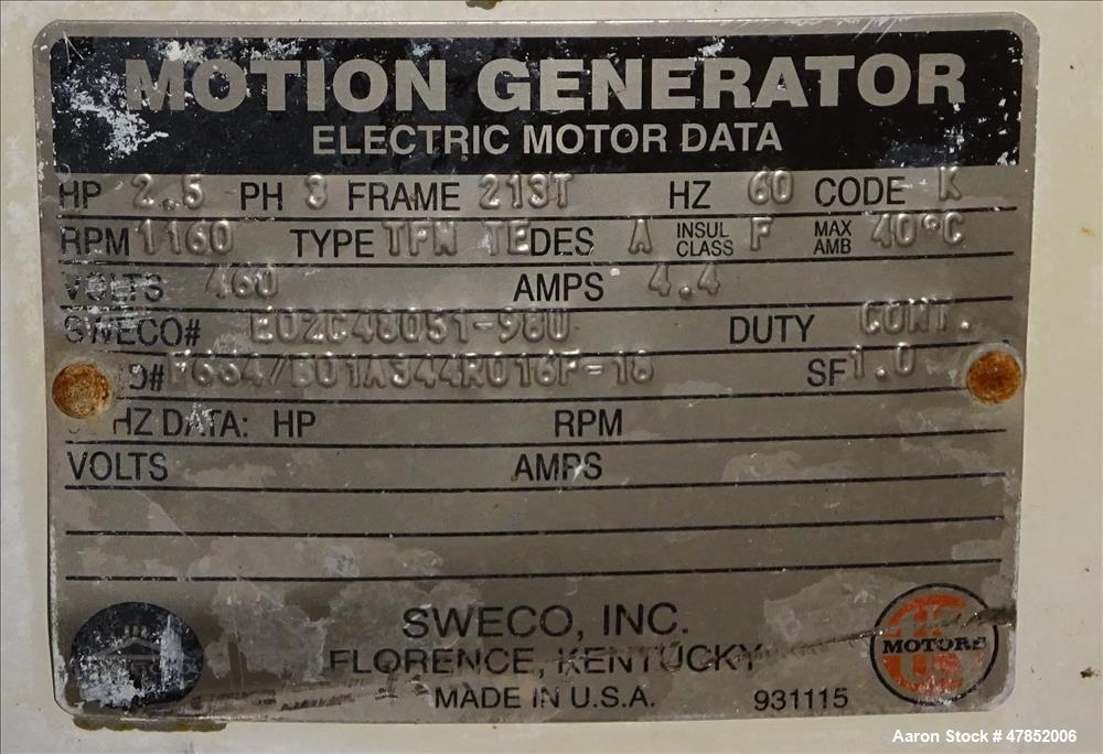 Used Sweco 60" Vibro Energy Separator, Model QC60S8156, 304 Stainless Steel.