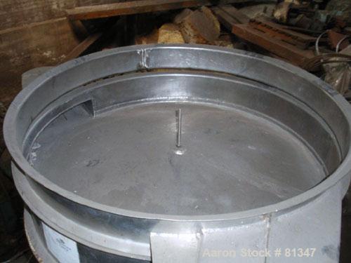 Used Sweco Screener, 30" Diameter, Model S30D81400, Stainless Steel. Single deck, no top cover. Driven by a 1/2hp, 3/60/575 volt, 1140 rpm motor. Mounted on a carbon steel stand.