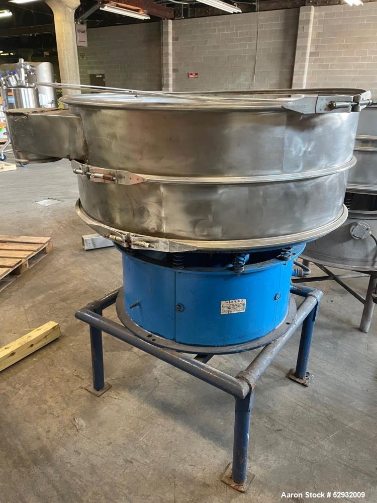 Used Sweco Sifter / Screener, Model S4806886, 48" Diameter, Stainless Steel. Single deck, 2 separation. Requires screen. Driven by a 1hp, 3/60/208-220/440 volt, 1755rpm motor. Clamp-on top cover with...