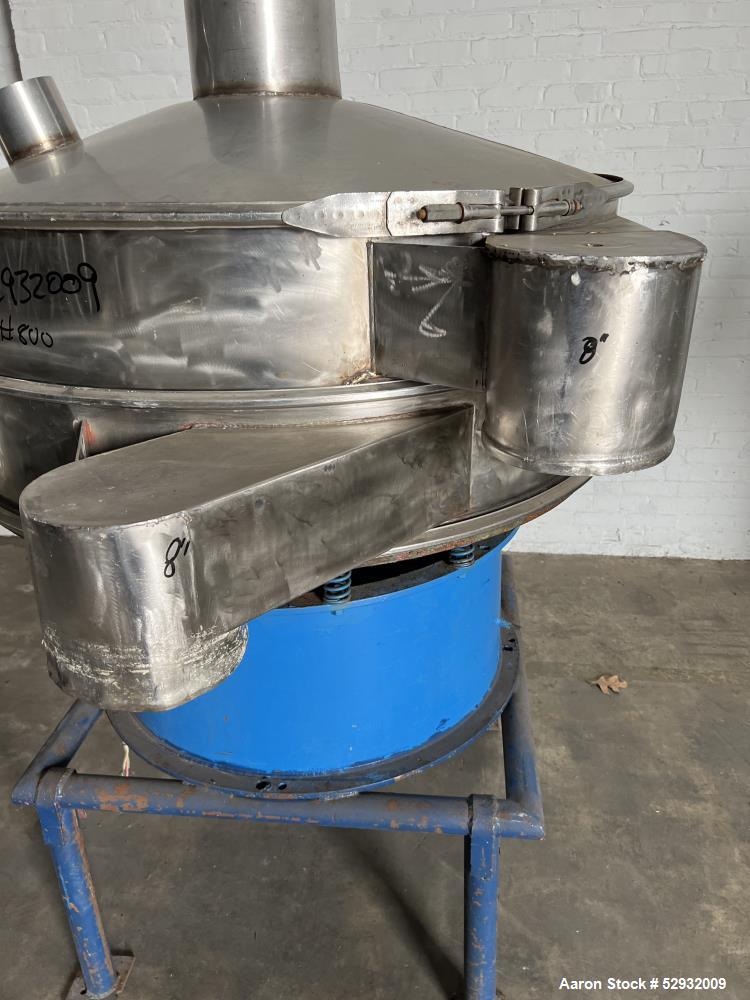 Used Sweco Sifter / Screener, Model S4806886, 48" Diameter, Stainless Steel. Single deck, 2 separation. Requires screen. Driven by a 1hp, 3/60/208-220/440 volt, 1755rpm motor. Clamp-on top cover with...