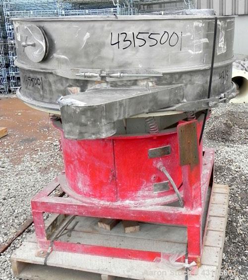 Used Sweco Screener, Model S48S66, Stainless Steel. 48" Diameter single deck, 2 separation. No top cover, or screen. Driven by a 1 hp, 3/60/220/440 volt, 1200 rpm motor. Mounted on a carbon steel bas...