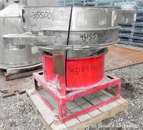 Used Sweco Screener, Model S48S66, Stainless Steel. 48" Diameter single deck, 2 separation. No top cover, or screen. Driven by a 1 hp, 3/60/220/440 volt, 1200 rpm motor. Mounted on a carbon steel bas...