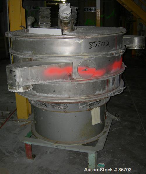USED: Sweco screener, model S48S686, 316 stainless steel. 48" diameter, double deck, 3 separation, includes top cover. Driven by a 1 hp, 3/60/440 volt, 1155 rpm motor. Mounted on a carbon steel base ...