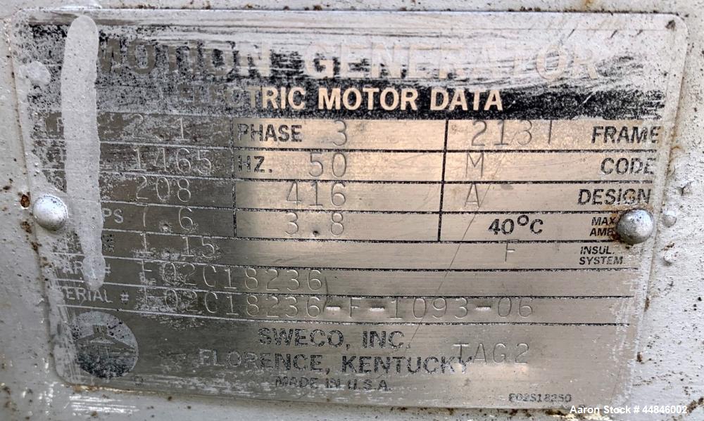Used Sweco 48" Screener, Model S48S688, 316 Stainless Steel.