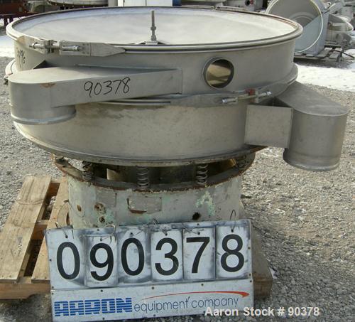 USED: Sweco screener, model S48S86666, 304 stainless steel. 48" diameter, double deck, 3 separation.Includes top cover. Driven by a 2 hp, 3/60/220-440 volt, 1155 rpm motor. Mounted on a carbon steel ...
