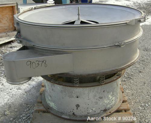 USED: Sweco screener, model S48S86666, 304 stainless steel. 48" diameter, double deck, 3 separation.Includes top cover. Driven by a 2 hp, 3/60/220-440 volt, 1155 rpm motor. Mounted on a carbon steel ...