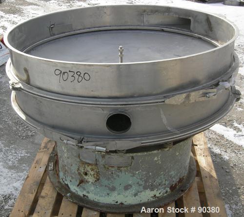 USED: Sweco Screener, Model S48S86, 304/316 stainless steel.48" diameter, single deck, 2 separation.No top cover or screens.Driven by a 1 hp, 3/60/550 volt, 1155 rpm motor.Mounted on a carbon steel b...