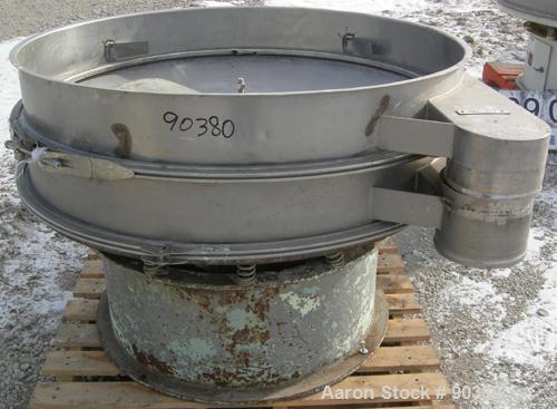 USED: Sweco Screener, Model S48S86, 304/316 stainless steel.48" diameter, single deck, 2 separation.No top cover or screens.Driven by a 1 hp, 3/60/550 volt, 1155 rpm motor.Mounted on a carbon steel b...