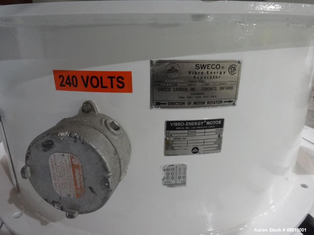 Used Sweco Vibratory Screen, Model S48US666, 304 Stainless Steel, 48" Diameter