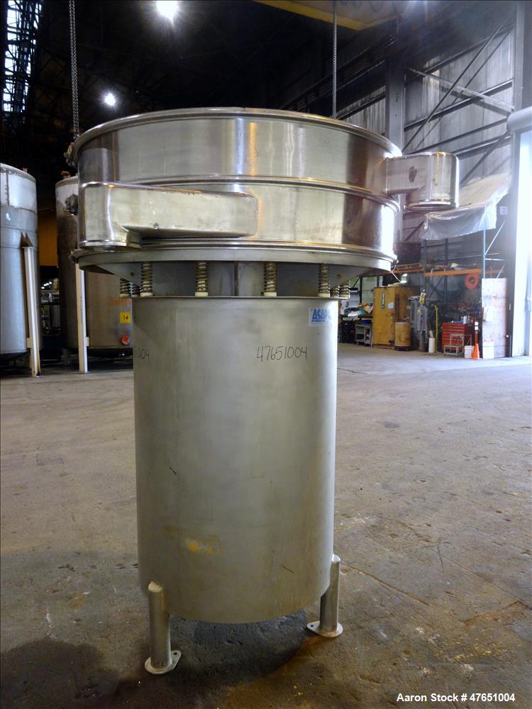 Used Sweco Screener, Model SS60S88, 60" diameter, 304 Stainless steel. Single deck, 2 separation, with top cover. driven by a 2.5 HP, 3/60/460/1155 rpm motor, serial number 653363-A397.