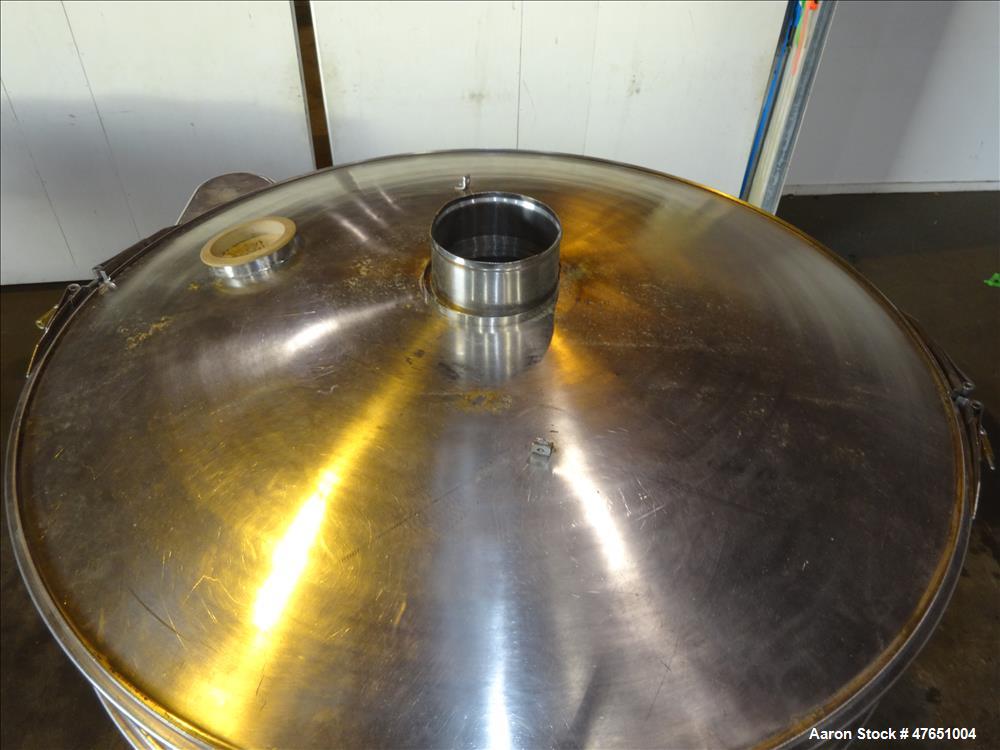 Used Sweco Screener, Model SS60S88, 60" diameter, 304 Stainless steel. Single deck, 2 separation, with top cover. driven by a 2.5 HP, 3/60/460/1155 rpm motor, serial number 653363-A397.