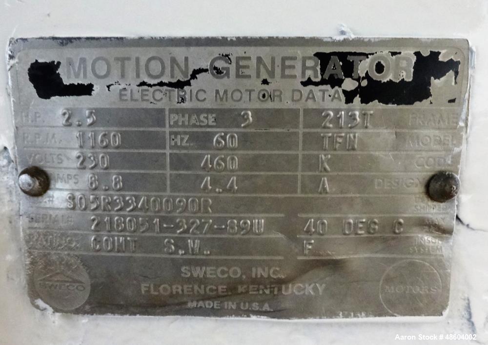 Used Sweco Screener, Model SS60S, 304 Stainless Steel.