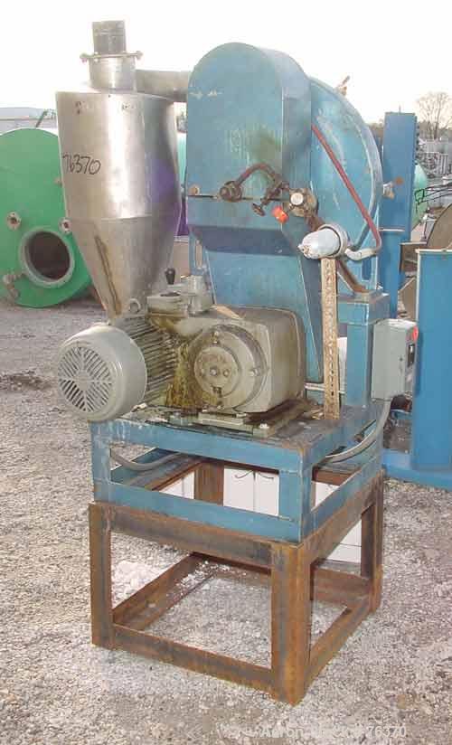 USED: Sweco turbo screen air classifier, model TS-18, stainless steel.18" diameter screen. Rotating air wand, radial fan. 3" diameter sideinlet, 3" x 6" bottom outlet, 3" x 3" top outlet with cyclone...