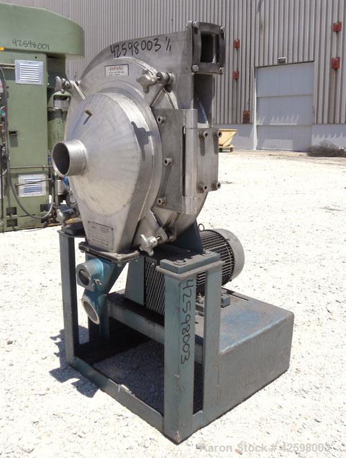 Used Sweco Turbo Screen Air Classifier, model TS18, 304 stainless steel housing. 18" Diameter chamber. Rotating air wand, 316 stainless steel radial fan. 3-3/8" Diameter side inlet, bottom outlet, 3"...
