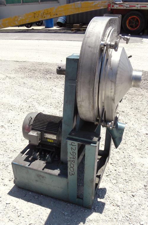 Used Sweco Turbo Screen Air Classifier, model TS18, 304 stainless steel housing. 18" Diameter chamber. Rotating air wand, 316 stainless steel radial fan. 3-3/8" Diameter side inlet, bottom outlet, 3"...