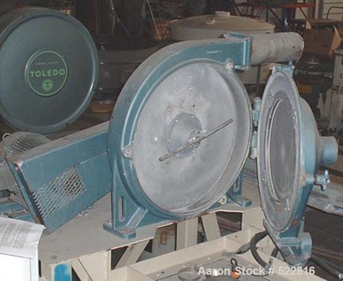 USED: Sweco centrifugal screener, model TS18, with 3 hp motor. 4" inlet, 4" outlet, 3" discharge. Aluminum and stainless steelconstruction. Cincinnati pressure blower model PB-12 included, with1.5 hp...