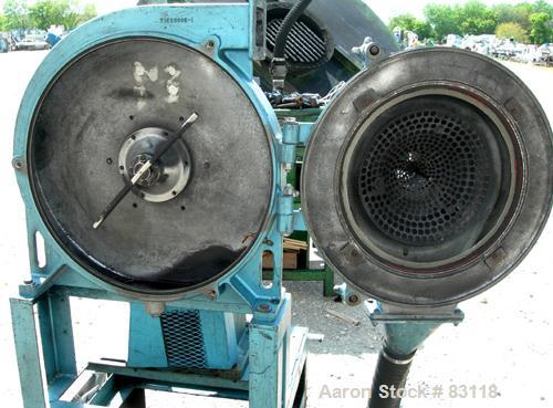 USED: Sweco Turbo Screen Air Classifier, model TS18, aluminum housing. 18" diameter chamber. Rotating air wand, no radial fan. 4" diameter side inlet, 3" bottom outlet, 3" x 3" top outlet, no cyclone...