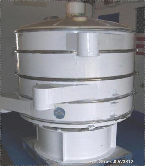 USED: Sweco Vibroenergy 60" separator/screener/sifter, modelUS 60C8108.001. The unit features 1.5 hp, 230 volt, 3 phase motor;built-in base; 4 stages (3 with outlets); top cover with 3 inlets;2 scree...