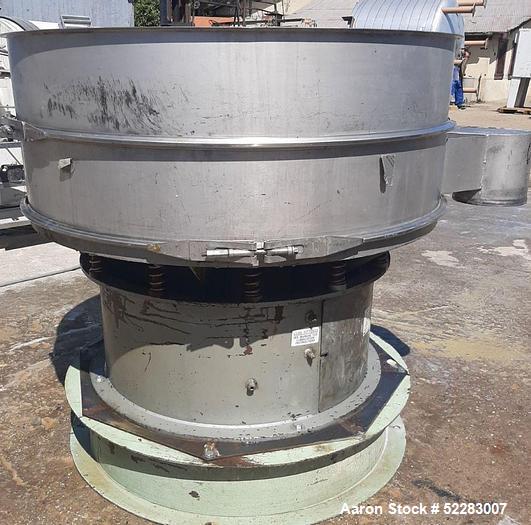 Used Sweco 48" Diameter Single Deck Stainless Steel Screener, Model US44S888. Driven by 2.5 HP, 1160 RPM, 230/460 Volt, 3-phase, 60 Hz motor. Serial number US48-884-51. Includes 72 mesh screen. Scree...