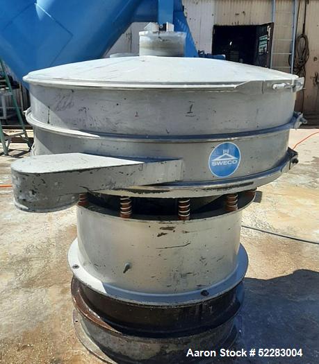 Used- Sweco 48" Diameter Screener, Model US48C66666, Carbon Steel. Single deck, 2 separation. Driven by 2.5 HP, 1120 RPM, 23...