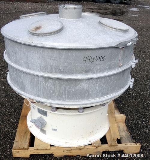 Used Sweco Screener, Model US48D88-HS, 316 Stainless Steel. 48” Diameter single deck, 2 separation. 304 Stainless steel top cover. Driven by a 2-1/2 hp, 3/60/230/460 volt, 1765 rpm motor. Mounted on ...