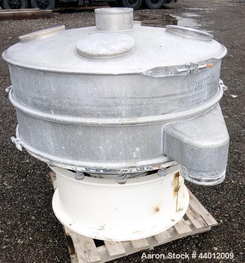 Used Sweco Screener, Model US48D88-HS, 316 Stainless Steel. 48” Diameter single deck, 2 separation. 304 Stainless steel top cover. Driven by a 2-1/2 hp, 3/60/230/460 volt, 1765 rpm motor. Mounted on ...