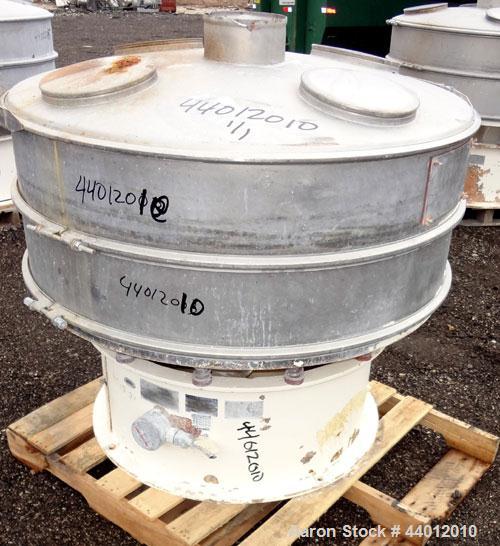 Used Sweco Screener, Model US48D88-HS, 316 Stainless Steel. 48” Diameter single deck, 2 separation. 304 Stainless steel top cover. Driven by a 2-1/2 hp, 3/60/230/460 volt, 1765 rpm motor. Mounted on ...