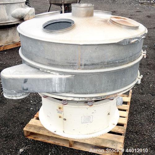 Used Sweco Screener, Model US48D88-HS, 316 Stainless Steel. 48” Diameter single deck, 2 separation. 304 Stainless steel top cover. Driven by a 2-1/2 hp, 3/60/230/460 volt, 1765 rpm motor. Mounted on ...