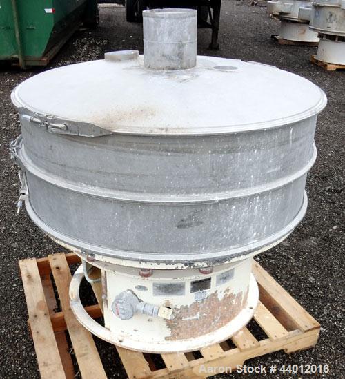 Used Sweco Screener, Model US48D88-HS, 316 Stainless Steel.  48” Diameter single deck, 2 separation.  304 Stainless steel top cover.  Driven by a 2-1/2 hp, 3/60/230/460 volt, 1765 rpm motor. Mounted ...