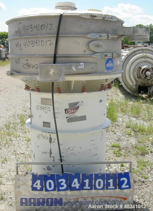 Used- Sweco screener, model US48S6662, stainless steel. 48" diameter, double deck, 3 separation. Plastic top cover. Driven b...