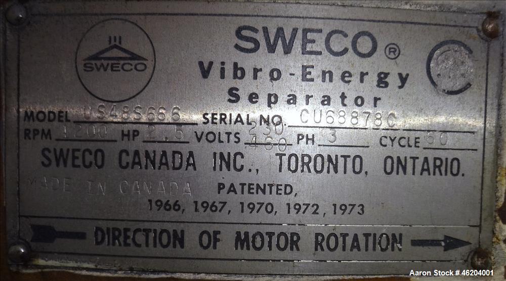 Used Sweco Screener, Model US48S666