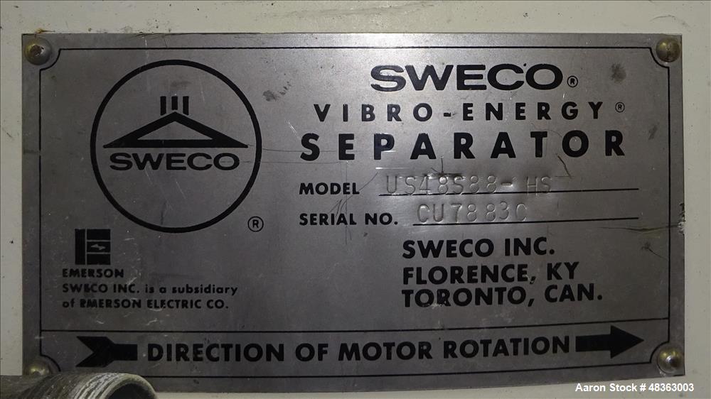 Used Sweco Screener, Model US48S88-HS, 48" Diameter, 304 Stainless Steel.
