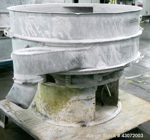 Used Sweco Screener, Model US48S886, Stainless Steel. 48" Diameter, single deck, 2 separation. No top cover. Driven by a 1 hp, 3/60/208-220/440 volt, 1155 rpm motor. Mounted on a carbon steel base.