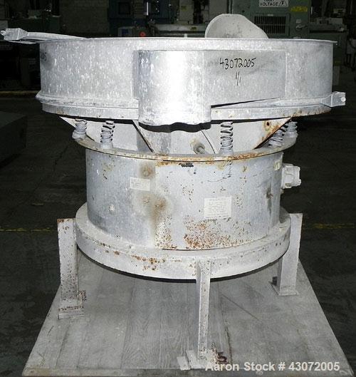 Used Sweco Screener, Model US48S888, 304 Stainless Steel. 48" Diameter, bottom deck only.Driven by a 2.5 hp, 3/60/230/460 volt, 1120 rpm motor. Mounted on a carbon steel base with a carbon steel fram...
