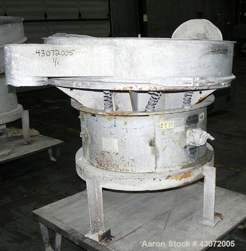 Used Sweco Screener, Model US48S888, 304 Stainless Steel. 48" Diameter, bottom deck only.Driven by a 2.5 hp, 3/60/230/460 volt, 1120 rpm motor. Mounted on a carbon steel base with a carbon steel fram...