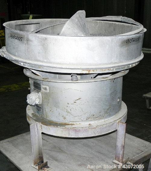 Used Sweco Screener, Model US48S888, 304 Stainless Steel. 48" Diameter, bottom deck only.Driven by a 2.5 hp, 3/60/230/460 volt, 1120 rpm motor. Mounted on a carbon steel base with a carbon steel fram...