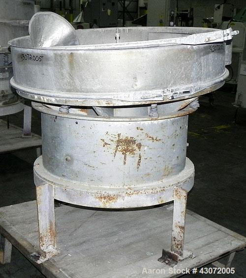 Used Sweco Screener, Model US48S888, 304 Stainless Steel. 48" Diameter, bottom deck only.Driven by a 2.5 hp, 3/60/230/460 volt, 1120 rpm motor. Mounted on a carbon steel base with a carbon steel fram...