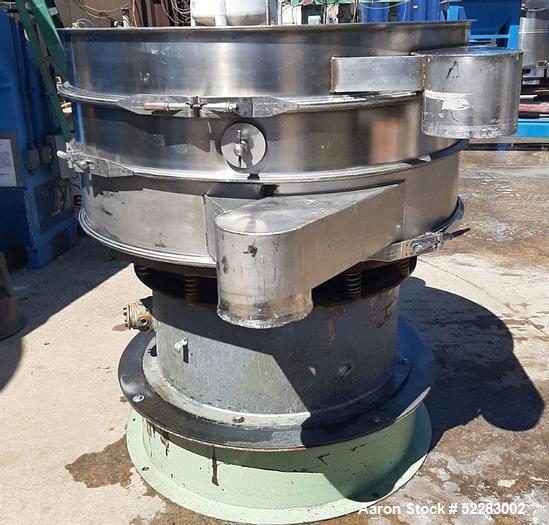 Used Sweco 48" Diameter Circular Screener, Model US48S888. Stainless steel. Double deck, 3 separation. Driven by 2.5 HP, 3/60/230/460 volt, 1120 RPM motor. Mounted on carbon steel base. Serial# US48-...