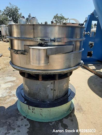Used Sweco 48" Diameter Circular Screener, Model US48S888. Stainless steel. Double deck, 3 separation. Driven by 2.5 HP, 3/60/230/460 volt, 1120 RPM motor. Mounted on carbon steel base. Serial# US48-...