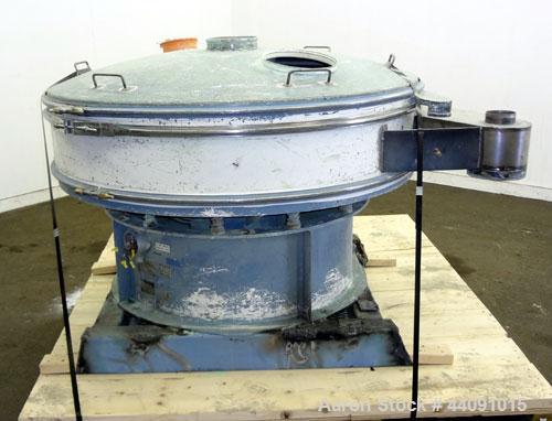 Used Sweco Screener, Model US60C82, Carbon Steel. 60” Diameter bottom deck only. Carbon steel top cover. Driven by a 2.5hp, 3/60/230/460 volt, 1160 rpm motor. Mounted on a carbon steel base.