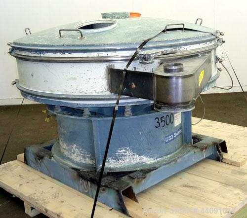 Used Sweco Screener, Model US60C82, Carbon Steel. 60” Diameter bottom deck only. Carbon steel top cover. Driven by a 2.5hp, 3/60/230/460 volt, 1160 rpm motor. Mounted on a carbon steel base.