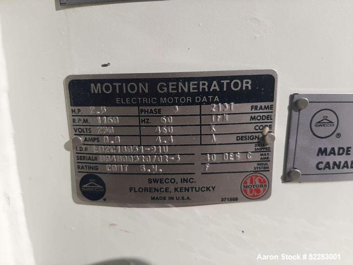 Used Sweco 60" Diameter Double Deck Carbon Steel Screen, Model US60C888. Driven by 2.5 HP, 1160 RPM, 230/460 volt, 3/60Hz motor. Serial number DL59153C. Includes top dust cover. Screen tested and is ...